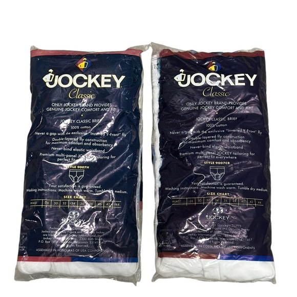 2 Packs of 3 Men’s Vintage Jockey 38 Brief White 1996 Y Front Fly Style 9007CR - Picture 4 of 7